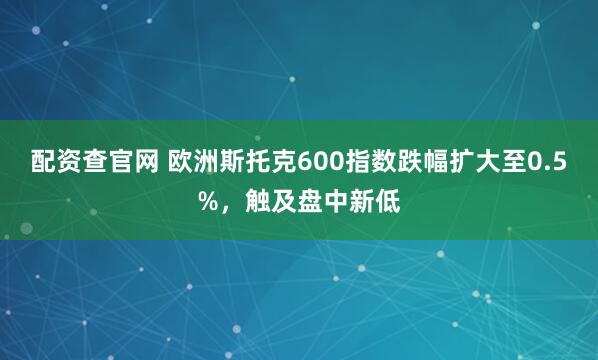 配资查官网 欧洲斯托克600指数跌幅扩大至0.5%，触及盘中新低